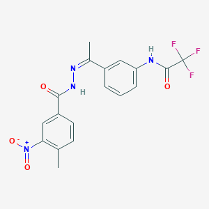 molecular formula C18H15F3N4O4 B5474558 2,2,2-trifluoro-N-{3-[N-(4-methyl-3-nitrobenzoyl)ethanehydrazonoyl]phenyl}acetamide 