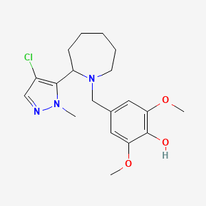 molecular formula C19H26ClN3O3 B5474597 4-{[2-(4-chloro-1-methyl-1H-pyrazol-5-yl)-1-azepanyl]methyl}-2,6-dimethoxyphenol 