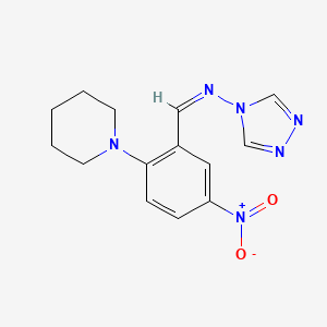 molecular formula C14H16N6O2 B5474714 N-[5-nitro-2-(1-piperidinyl)benzylidene]-4H-1,2,4-triazol-4-amine 