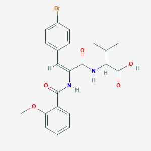 molecular formula C22H23BrN2O5 B5474884 2-[[(E)-3-(4-bromophenyl)-2-[(2-methoxybenzoyl)amino]prop-2-enoyl]amino]-3-methylbutanoic acid 