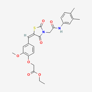 ethyl {4-[(3-{2-[(3,4-dimethylphenyl)amino]-2-oxoethyl}-2,4-dioxo-1,3-thiazolidin-5-ylidene)methyl]-2-methoxyphenoxy}acetate