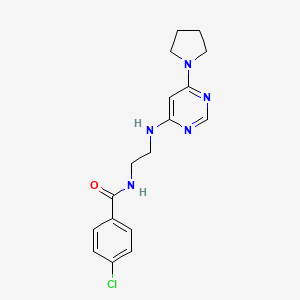 molecular formula C17H20ClN5O B5474928 4-chloro-N-(2-{[6-(1-pyrrolidinyl)-4-pyrimidinyl]amino}ethyl)benzamide 