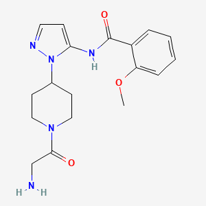 molecular formula C18H23N5O3 B5474992 N-[1-(1-glycyl-4-piperidinyl)-1H-pyrazol-5-yl]-2-methoxybenzamide hydrochloride 