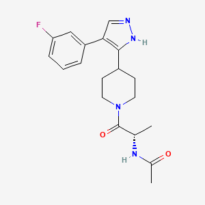 N-[(2S)-1-[4-[4-(3-fluorophenyl)-1H-pyrazol-5-yl]piperidin-1-yl]-1-oxopropan-2-yl]acetamide