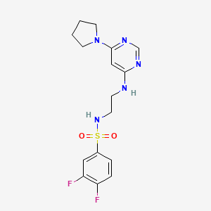 molecular formula C16H19F2N5O2S B5475063 3,4-difluoro-N-(2-{[6-(1-pyrrolidinyl)-4-pyrimidinyl]amino}ethyl)benzenesulfonamide 