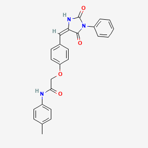 2-{4-[(E)-(2,5-dioxo-1-phenylimidazolidin-4-ylidene)methyl]phenoxy}-N-(4-methylphenyl)acetamide