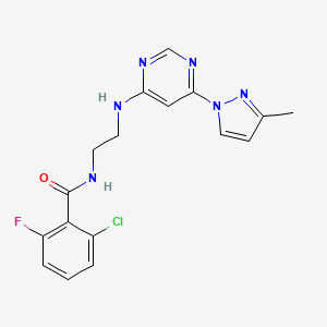 2-chloro-6-fluoro-N-(2-{[6-(3-methyl-1H-pyrazol-1-yl)-4-pyrimidinyl]amino}ethyl)benzamide