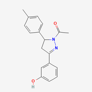 molecular formula C18H18N2O2 B5475191 1-[5-(3-Hydroxyphenyl)-3-(4-methylphenyl)-3,4-dihydropyrazol-2-yl]ethanone 