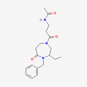 molecular formula C19H27N3O3 B5475226 N-[3-(4-benzyl-3-ethyl-5-oxo-1,4-diazepan-1-yl)-3-oxopropyl]acetamide 