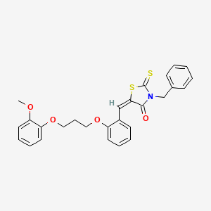 molecular formula C27H25NO4S2 B5475298 (5E)-3-benzyl-5-[[2-[3-(2-methoxyphenoxy)propoxy]phenyl]methylidene]-2-sulfanylidene-1,3-thiazolidin-4-one 