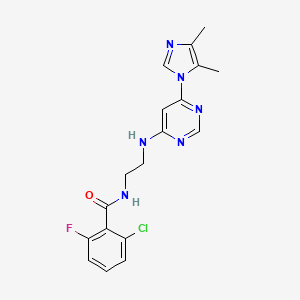 molecular formula C18H18ClFN6O B5475305 2-chloro-N-(2-{[6-(4,5-dimethyl-1H-imidazol-1-yl)-4-pyrimidinyl]amino}ethyl)-6-fluorobenzamide 