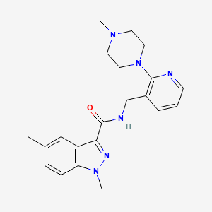 molecular formula C21H26N6O B5475356 1,5-dimethyl-N-{[2-(4-methylpiperazin-1-yl)pyridin-3-yl]methyl}-1H-indazole-3-carboxamide 