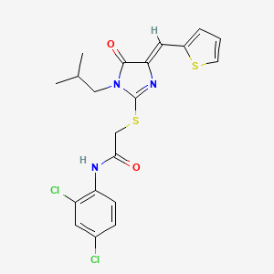 molecular formula C20H19Cl2N3O2S2 B5475370 N-(2,4-DICHLOROPHENYL)-2-({1-ISOBUTYL-5-OXO-4-[(Z)-1-(2-THIENYL)METHYLIDENE]-1,5-DIHYDRO-4H-IMIDAZOL-2-YL}SULFANYL)ACETAMIDE 