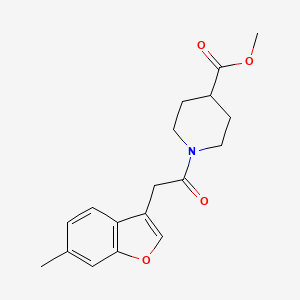 molecular formula C18H21NO4 B5475378 Methyl 1-[(6-methyl-1-benzofuran-3-yl)acetyl]piperidine-4-carboxylate 