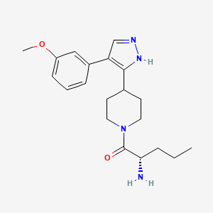 molecular formula C20H28N4O2 B5475398 (2S)-2-amino-1-[4-[4-(3-methoxyphenyl)-1H-pyrazol-5-yl]piperidin-1-yl]pentan-1-one 