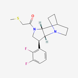 molecular formula C18H22F2N2OS B5475434 (2R*,3S*,6R*)-3-(2,3-difluorophenyl)-5-[(methylthio)acetyl]-1,5-diazatricyclo[5.2.2.0~2,6~]undecane 