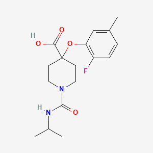 molecular formula C17H23FN2O4 B5475442 4-(2-fluoro-5-methylphenoxy)-1-[(isopropylamino)carbonyl]piperidine-4-carboxylic acid 