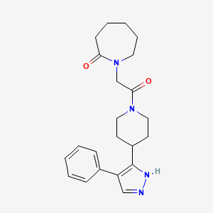 molecular formula C22H28N4O2 B5475539 1-{2-oxo-2-[4-(4-phenyl-1H-pyrazol-5-yl)piperidin-1-yl]ethyl}azepan-2-one 