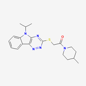 molecular formula C20H25N5OS B5475605 5-isopropyl-3-{[2-(4-methyl-1-piperidinyl)-2-oxoethyl]thio}-5H-[1,2,4]triazino[5,6-b]indole 