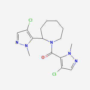 molecular formula C15H19Cl2N5O B5475621 2-(4-chloro-1-methyl-1H-pyrazol-5-yl)-1-[(4-chloro-1-methyl-1H-pyrazol-5-yl)carbonyl]azepane 