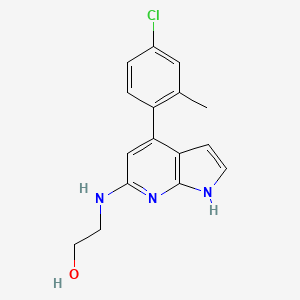 molecular formula C16H16ClN3O B5475631 2-{[4-(4-chloro-2-methylphenyl)-1H-pyrrolo[2,3-b]pyridin-6-yl]amino}ethanol 