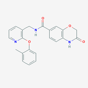 molecular formula C22H19N3O4 B5475641 N-{[2-(2-methylphenoxy)pyridin-3-yl]methyl}-3-oxo-3,4-dihydro-2H-1,4-benzoxazine-7-carboxamide 