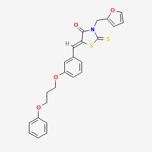 (5Z)-3-(furan-2-ylmethyl)-5-[[3-(3-phenoxypropoxy)phenyl]methylidene]-2-sulfanylidene-1,3-thiazolidin-4-one