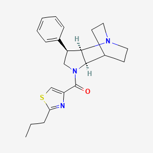 molecular formula C22H27N3OS B5475686 [(2R,3R,6R)-3-phenyl-1,5-diazatricyclo[5.2.2.02,6]undecan-5-yl]-(2-propyl-1,3-thiazol-4-yl)methanone 