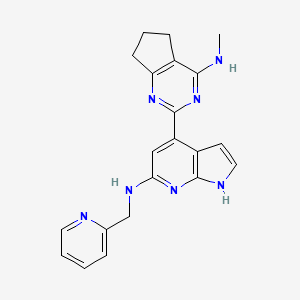 molecular formula C21H21N7 B5475791 N-methyl-2-{6-[(pyridin-2-ylmethyl)amino]-1H-pyrrolo[2,3-b]pyridin-4-yl}-6,7-dihydro-5H-cyclopenta[d]pyrimidin-4-amine 