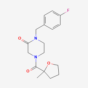 molecular formula C17H21FN2O3 B5475799 1-(4-fluorobenzyl)-4-[(2-methyltetrahydrofuran-2-yl)carbonyl]piperazin-2-one 