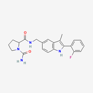 N~2~-{[2-(2-fluorophenyl)-3-methyl-1H-indol-5-yl]methyl}pyrrolidine-1,2-dicarboxamide