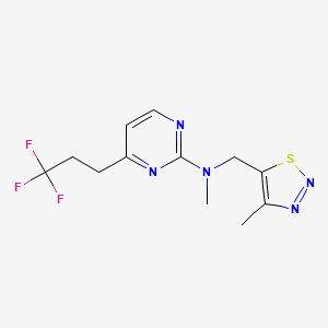 molecular formula C12H14F3N5S B5475827 N-methyl-N-[(4-methyl-1,2,3-thiadiazol-5-yl)methyl]-4-(3,3,3-trifluoropropyl)pyrimidin-2-amine 