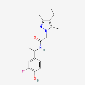 2-(4-ethyl-3,5-dimethyl-1H-pyrazol-1-yl)-N-[1-(3-fluoro-4-hydroxyphenyl)ethyl]acetamide