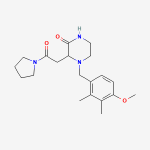 4-(4-methoxy-2,3-dimethylbenzyl)-3-[2-oxo-2-(1-pyrrolidinyl)ethyl]-2-piperazinone