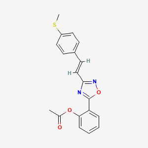 2-{3-[(1E)-2-[4-(METHYLSULFANYL)PHENYL]ETHENYL]-1,2,4-OXADIAZOL-5-YL}PHENYL ACETATE