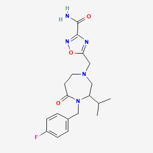 molecular formula C19H24FN5O3 B5476076 5-{[4-(4-fluorobenzyl)-3-isopropyl-5-oxo-1,4-diazepan-1-yl]methyl}-1,2,4-oxadiazole-3-carboxamide 