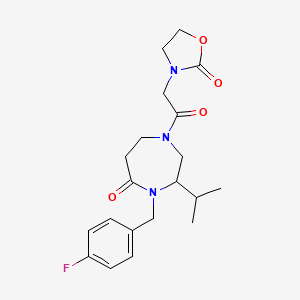 4-(4-fluorobenzyl)-3-isopropyl-1-[(2-oxo-1,3-oxazolidin-3-yl)acetyl]-1,4-diazepan-5-one