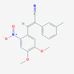 molecular formula C18H16N2O4 B5476101 (E)-3-(4,5-dimethoxy-2-nitrophenyl)-2-(3-methylphenyl)prop-2-enenitrile 