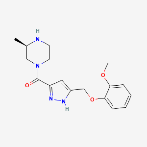 molecular formula C17H22N4O3 B5476106 (3R)-1-({5-[(2-methoxyphenoxy)methyl]-1H-pyrazol-3-yl}carbonyl)-3-methylpiperazine 