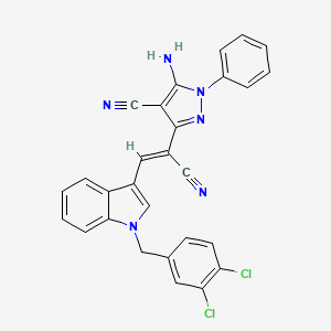 5-amino-3-[(Z)-1-cyano-2-[1-[(3,4-dichlorophenyl)methyl]indol-3-yl]ethenyl]-1-phenylpyrazole-4-carbonitrile