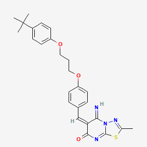 (6E)-6-[[4-[3-(4-tert-butylphenoxy)propoxy]phenyl]methylidene]-5-imino-2-methyl-[1,3,4]thiadiazolo[3,2-a]pyrimidin-7-one