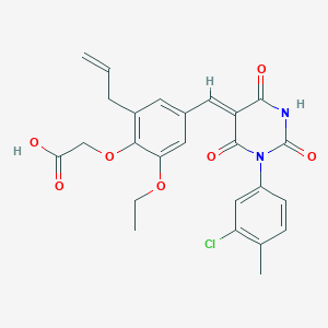 molecular formula C25H23ClN2O7 B5476127 [4-{(Z)-[1-(3-chloro-4-methylphenyl)-2,4,6-trioxotetrahydropyrimidin-5(2H)-ylidene]methyl}-2-ethoxy-6-(prop-2-en-1-yl)phenoxy]acetic acid 