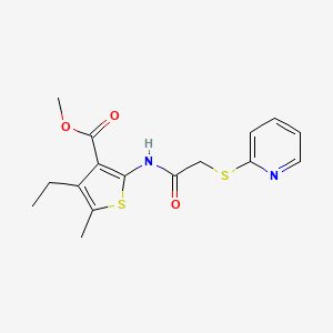 molecular formula C16H18N2O3S2 B5476151 methyl 4-ethyl-5-methyl-2-{[(2-pyridinylthio)acetyl]amino}-3-thiophenecarboxylate 