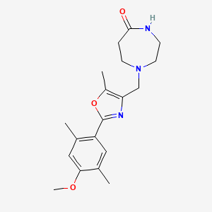 molecular formula C19H25N3O3 B5476173 1-{[2-(4-methoxy-2,5-dimethylphenyl)-5-methyl-1,3-oxazol-4-yl]methyl}-1,4-diazepan-5-one 