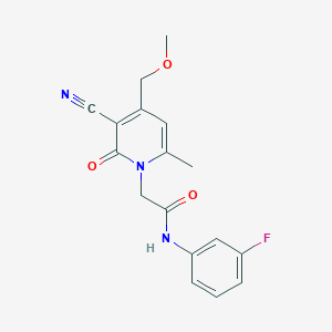 molecular formula C17H16FN3O3 B5476191 2-[3-cyano-4-(methoxymethyl)-6-methyl-2-oxopyridin-1(2H)-yl]-N-(3-fluorophenyl)acetamide 