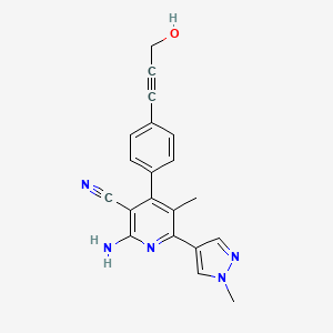 molecular formula C20H17N5O B5476221 2-amino-4-[4-(3-hydroxyprop-1-yn-1-yl)phenyl]-5-methyl-6-(1-methyl-1H-pyrazol-4-yl)nicotinonitrile 