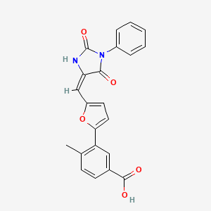 molecular formula C22H16N2O5 B5476243 3-{5-[(2,5-dioxo-1-phenyl-4-imidazolidinylidene)methyl]-2-furyl}-4-methylbenzoic acid 