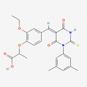 2-(4-{(Z)-[1-(3,5-dimethylphenyl)-4,6-dioxo-2-thioxotetrahydropyrimidin-5(2H)-ylidene]methyl}-2-ethoxyphenoxy)propanoic acid