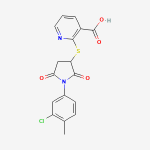 molecular formula C17H13ClN2O4S B5476385 2-((1-(3-Chloro-4-methylphenyl)-2,5-dioxopyrrolidin-3-yl)thio)nicotinic acid 