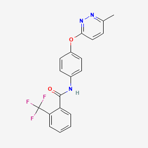 molecular formula C19H14F3N3O2 B5476415 N-{4-[(6-methyl-3-pyridazinyl)oxy]phenyl}-2-(trifluoromethyl)benzamide 